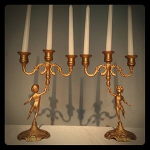 Antique Cherub Bronze Candelaria